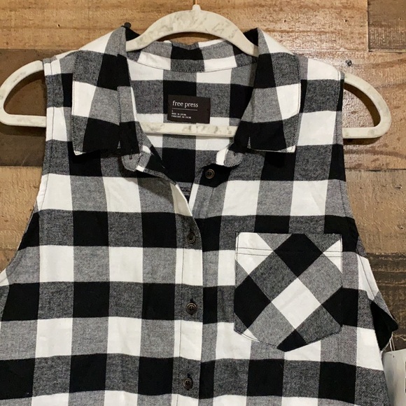 Free Press Black and White Plaid Button Down PJ - Picture 3 of 5